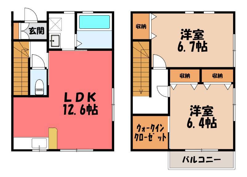 クラール・M(2LDK/1階)の間取り写真