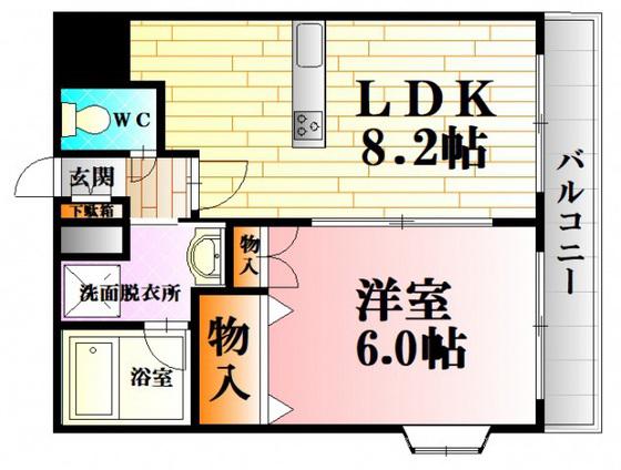 コンフォート原田(1LDK/2階)の間取り写真