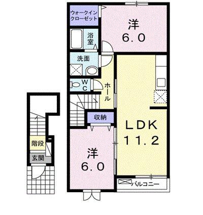 アルフォート(2LDK/2階)の間取り写真