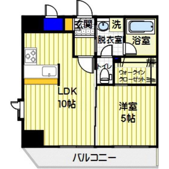 セントラル六本松(1LDK/9階)の間取り写真