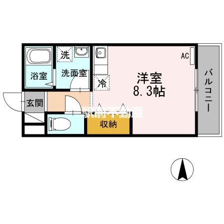 オリーヴァ花畑(ワンルーム/1階)の間取り写真