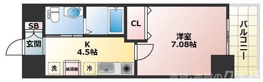 CASSIA豊中三国(1K/2階)の間取り写真