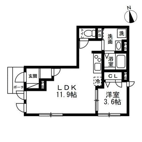 D-ROOM 尾久王子(1LDK/1階)の間取り写真