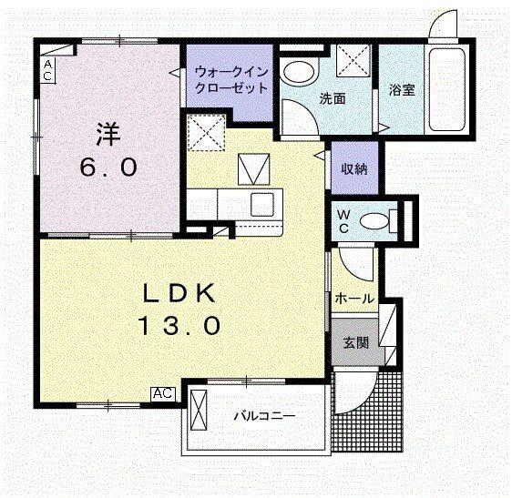 ソラティオ・K(1LDK/1階)の間取り写真