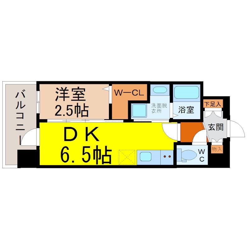 エステムコート名古屋サウスプレミオ(1DK/9階)の間取り写真