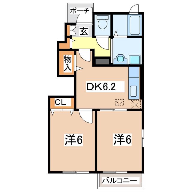 プリムローズA・B(2DK/1階)の間取り写真