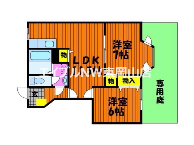 クレストール牟佐(2LDK/1階)の間取り写真