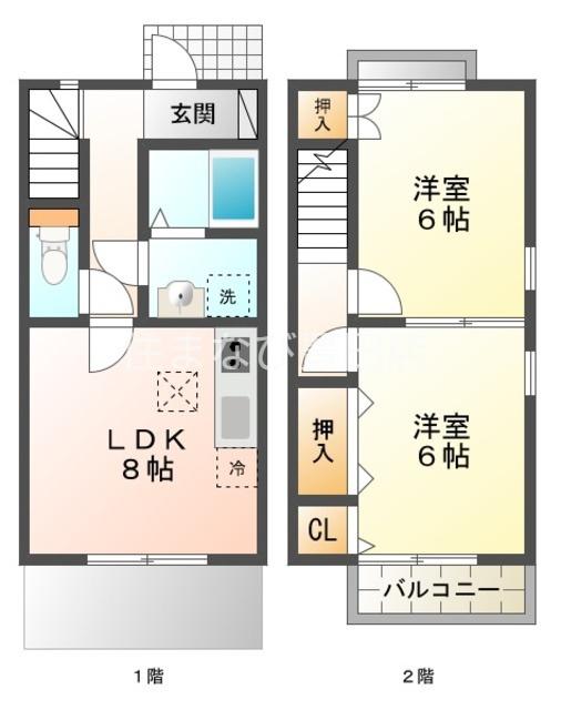 サニーヒル東山A(2DK/1階)の間取り写真