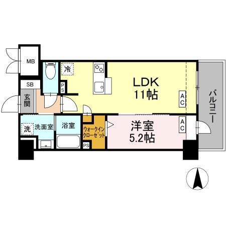 ウインナーワルツ名駅(1LDK/6階)の間取り写真