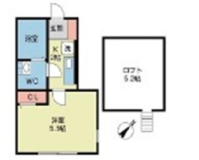 LUCE千歳烏山(1K/1階)の間取り写真