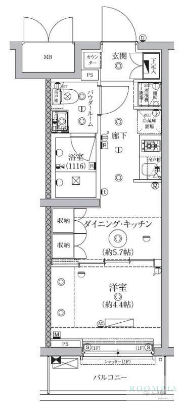 セジョリ鵜の木(1DK/3階)の間取り写真