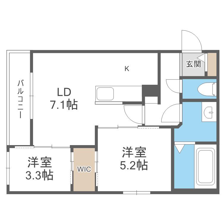 ライトベルー南9条ー(2LDK/4階)の間取り写真