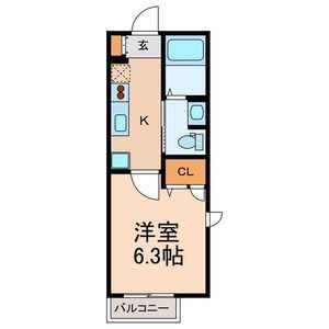 メゾンすずらん(1K/2階)の間取り写真