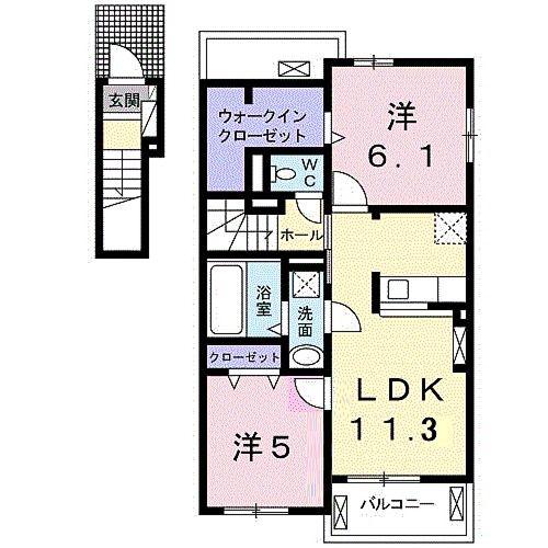 サイドブリッサ青谷(2LDK/2階)の間取り写真