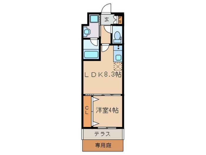 ベラジオ四条壬生(1LDK/1階)の間取り写真