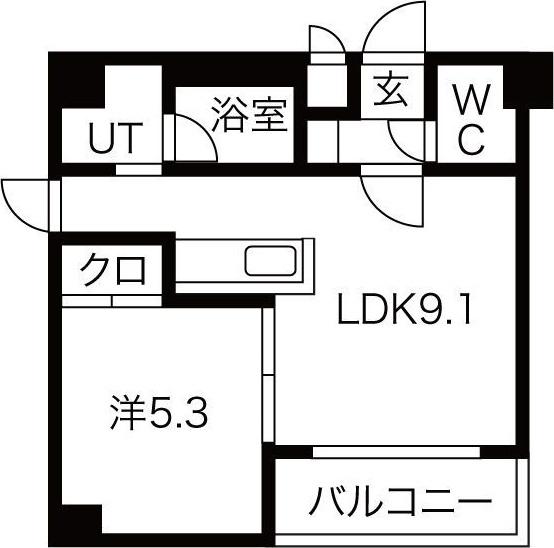 シャトーフロントナック(1LDK/2階)の間取り写真