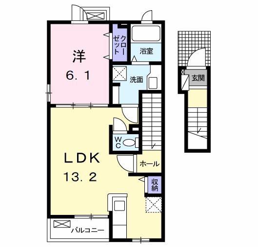 Nリシェス羽塚(1LDK/2階)の間取り写真