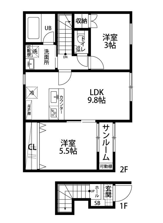 S&F新通(2LDK/2階)の間取り写真