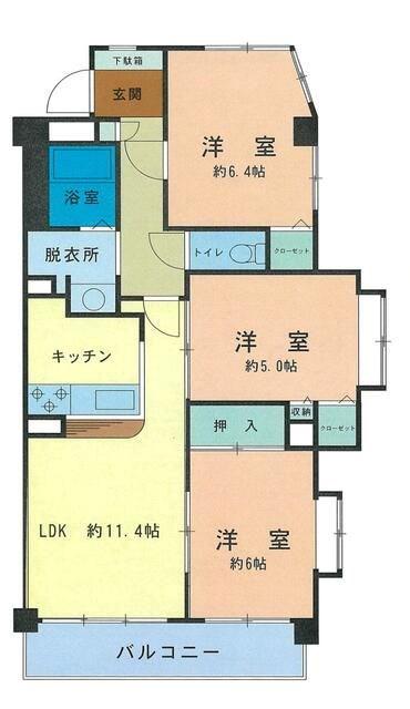 セザール第二亀有(3LDK/3階)の間取り写真