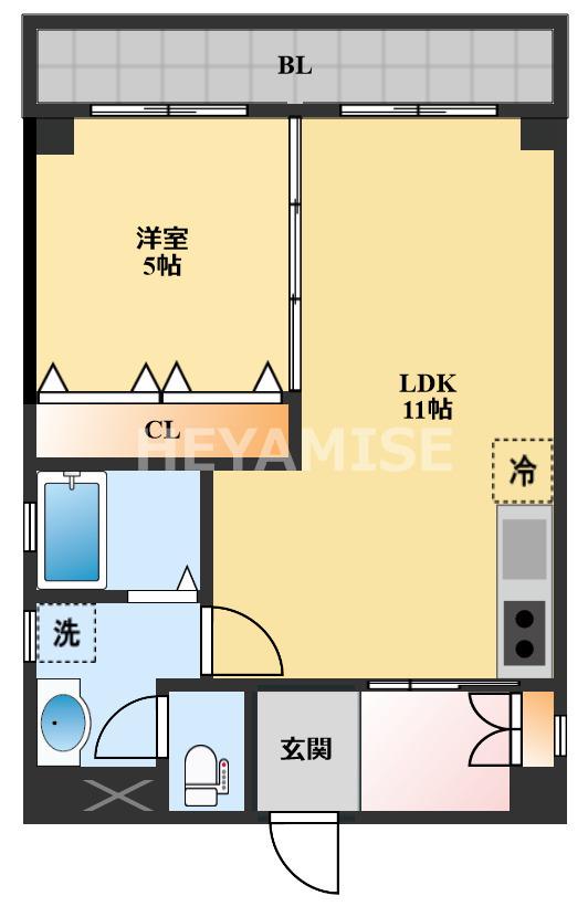 HERREN HAUS KURITAKA(1LDK/3階)の間取り写真