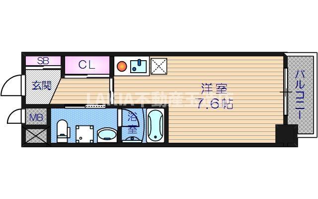 FUEGENKI玉造(ワンルーム/4階)の間取り写真
