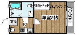 みなせマンション3号館(1K/2階)の間取り写真