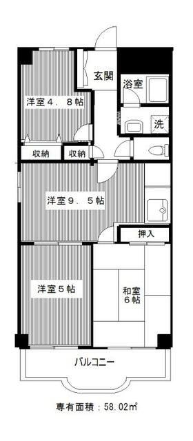 大森ハイツ(3LDK/5階)の間取り写真