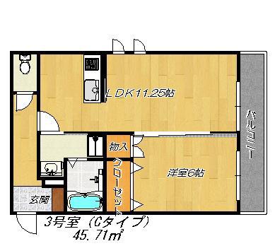 メゾン セレーノ(1LDK/3階)の間取り写真