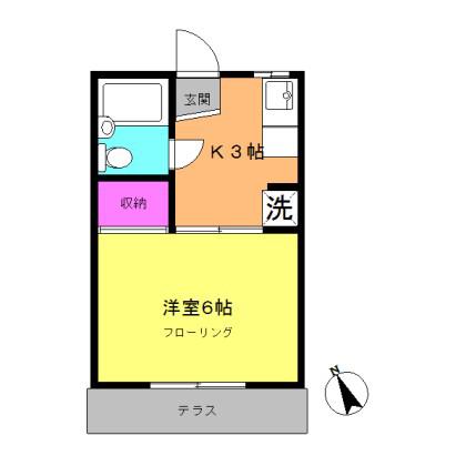 アネックス内田(1K/1階)の間取り写真