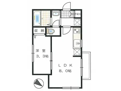 キャトルセゾン八潮II(1LDK/1階)の間取り写真
