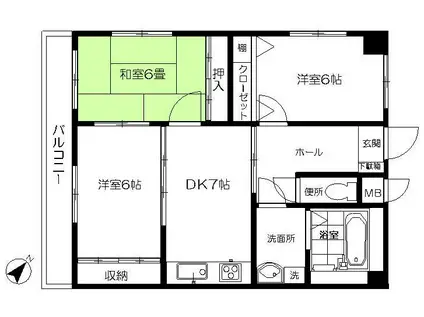 KAビル(3DK/2階)の間取り写真