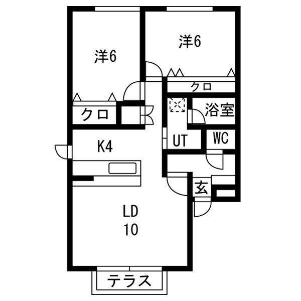 ディアガーデンA(2LDK/1階)の間取り写真