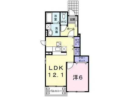 フォーゲルB(1LDK/1階)の間取り写真