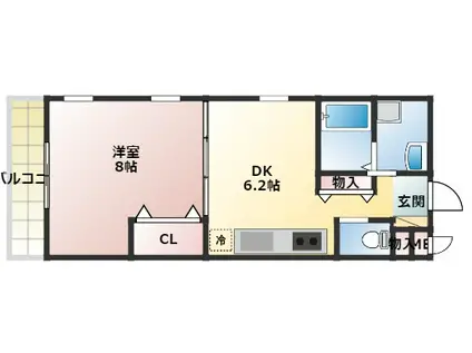 レシア舞子(1DK/4階)の間取り写真