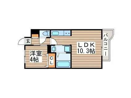 THE IOT HARANOMACHI α(1LDK/1階)の間取り写真