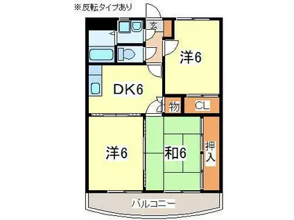 サンシティパレスIMT(3DK/2階)の間取り写真