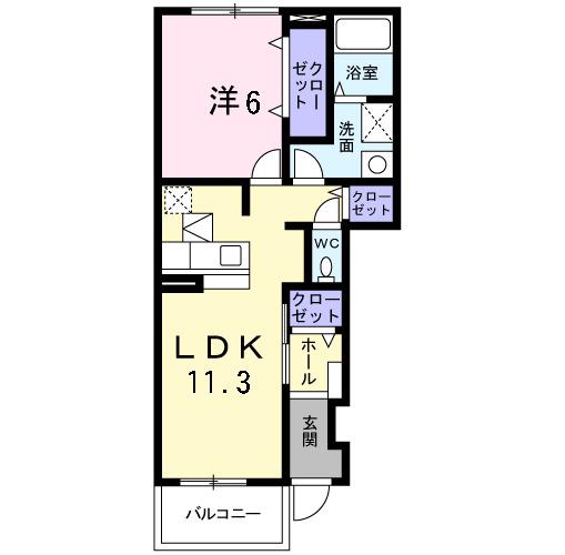 アザレアガーデン(1LDK/1階)の間取り写真