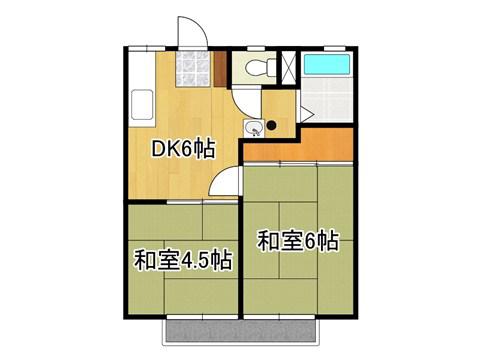 サンハイツ秋山(2DK/2階)の間取り写真
