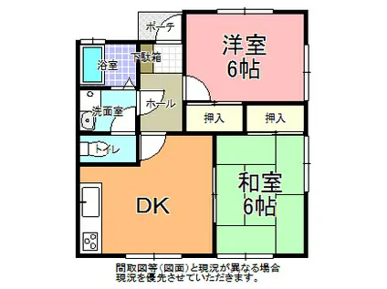 ハイツ・グリーンベール G棟(2DK/1階)の間取り写真