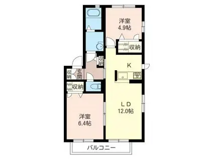 バルドゥールII番館(2LDK/1階)の間取り写真