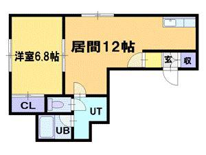 ルート5FUMI(1LDK/1階)の間取り写真