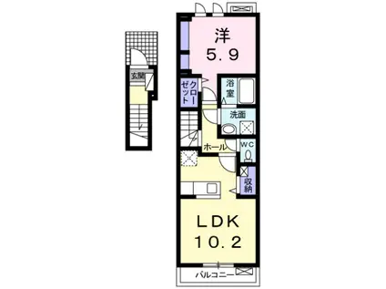 エルハーベン塩屋 B(1LDK/2階)の間取り写真