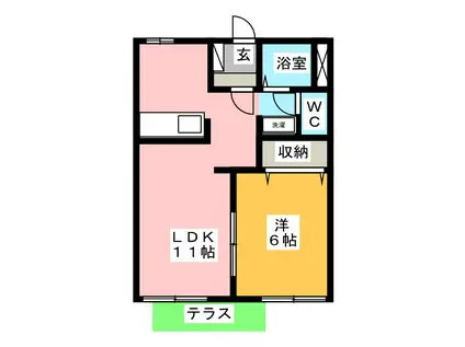 フォーブル薬師A(1LDK/1階)の間取り写真