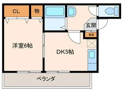 ジョイフル塚口(1DK/2階)の間取り写真