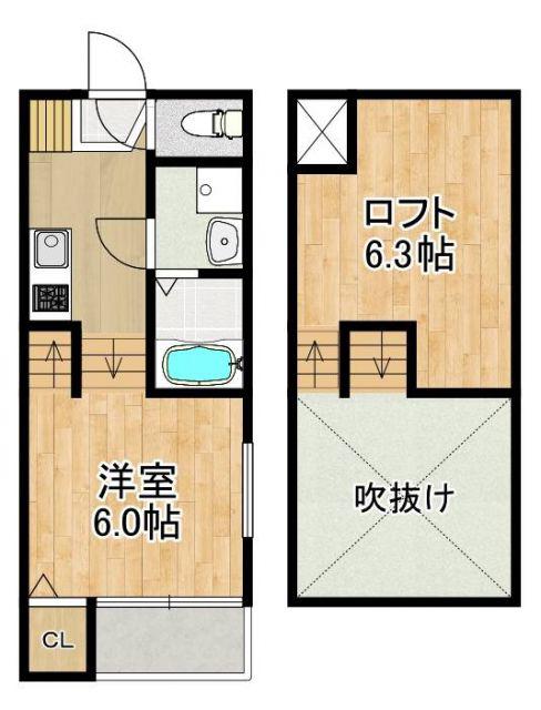 MODERN PALAZZO多良見IC(1SK/2階)の間取り写真