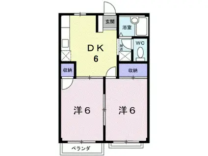 サンハイツ沖野上(2DK/2階)の間取り写真