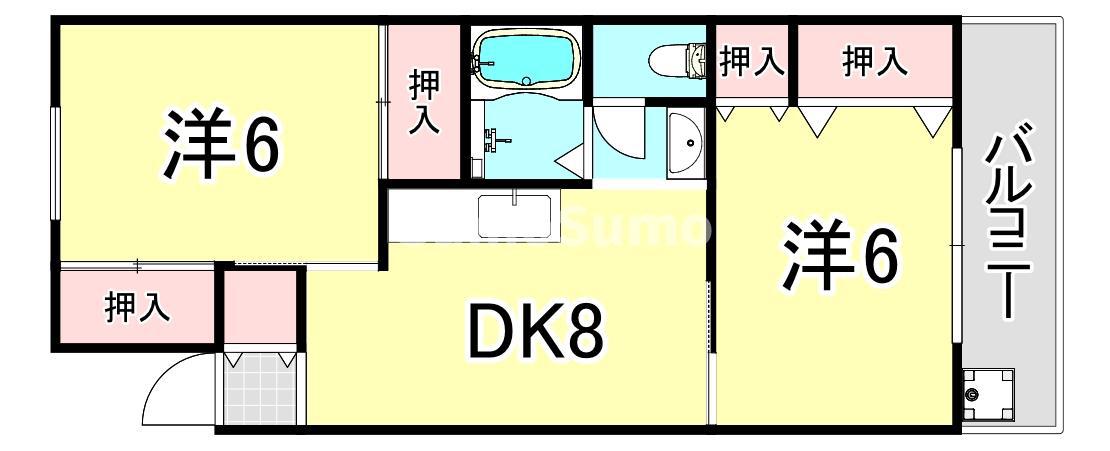 高倉マンション(2LDK/2階)の間取り写真