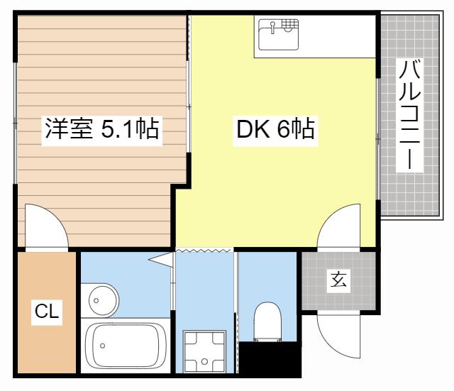 セイコーズマンション川崎(1DK/2階)の間取り写真