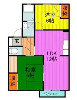 リヴィエール A棟(2LDK/2階)の間取り写真