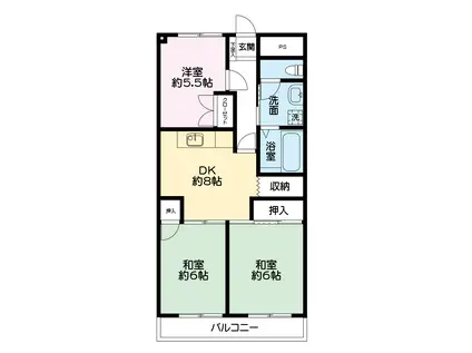 三和ハイツ(3DK/4階)の間取り写真